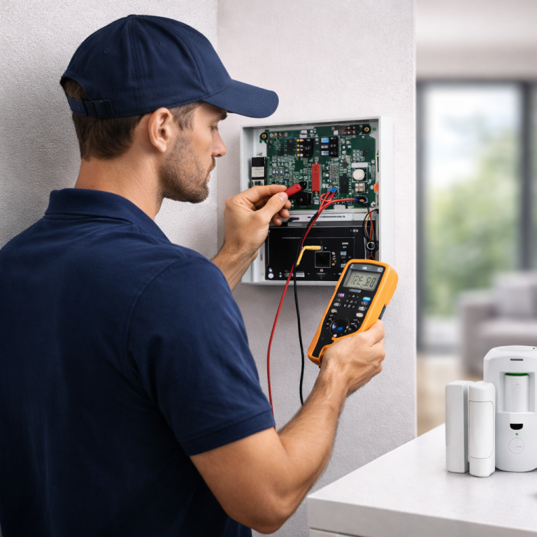 Person Wartet eine Sicherheitsanlage